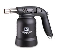 KEMPER - Lámpara de soldadura de gas profesional de 360 °, soplete de gas, encendido piezo, cartuchos de gas perforables, Black EDITION KEMPER