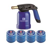 Kemper Lámpara de soldadura piezoeléctrica KEMPER carcasa de acero + 4 cartuchos de gas 190g parada de gas de seguridad