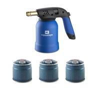 Kemper - Lámpara para soldar soplete de fuego + 3 bombonas de gas butano seguro + guantes de regalo