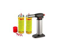 KEMPER - Soplete de cocina de gas recargable + recambios de llama ajustable para crema quemada barbacoa pastelería
