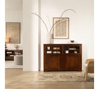 Kenia aparador estrecho de madera maciza de mindi color teca 145 cm