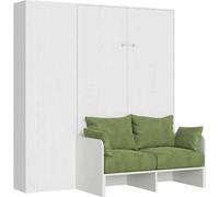 Kentaro: Cama doble plegable francesa de 140 cm con sofá y estructura en haya, color blanco y verde