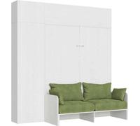 Kentaro, cama plegable de 160 cm para cama doble, con sofá y muebles de haya blanca, color verde