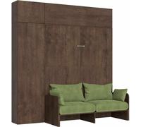 Kentaro, cama plegable de 160 cm para cama doble, con sofá y muebles de nogal, color verde