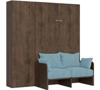 Kentaro, cama plegable francesa de 140 cm con sofá y estructura de nogal, color azul claro