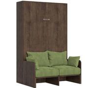 Cama Doble Plegable Francesa Kentaro De 140 Cm Con Sofá De Nogal, Color Verde