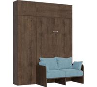 Kentaro, cama plegable francesa de 140 cm para cama doble, con sofá y muebles de nogal, en color azul claro