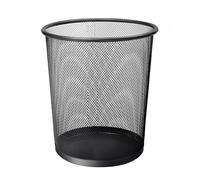 KEPLIN Cubo de basura redondo - 1 paquete de cubos de malla antideslizante negro | Papelera de papel | Cubo de basura de metal resistente para interiores para el hogar, dormitorio, oficina, baño, sala