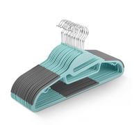 KEPLIN Paquete de 20 Perchas Antideslizantes, diseño Duradero y Delgado para Ahorrar Espacio con Giro de 360°, Organizador de Corbatas, Ganchos de Correa y Apertura en Forma de S (Verde Azulado)