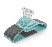 KEPLIN Paquete de 30 Perchas Antideslizantes, diseño Duradero y Delgado para Ahorrar Espacio con Giro de 360°, Organizador de Corbatas, Ganchos de Correa y Apertura en Forma de S (Verde Azulado)