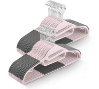 KEPLIN Paquete de 50 perchas antideslizantes, diseño duradero y delgado para ahorrar espacio con giro de 360°, organizador de corbatas, ganchos de correa y apertura en forma de S, color rubor (41 x 22