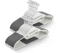 KEPLIN Paquete de 50 perchas antideslizantes duraderas con diseño delgado que ahorra espacio con giro de 360 grados, organizador de corbatas, ganchos de correa y apertura en forma de S (41 x 22 cm) en
