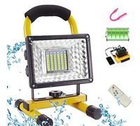 KEppd Luz de inundación LED portátil, luz de Trabajo Recargable, 60 LED 400 W 8000 lúmenes, lámpara de Sitio de Trabajo inalámbrica con Control Remoto, 6 Modos de Intensidad Regulable, b
