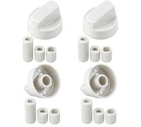 KEPYATI Manija Perillas Mando Universal Para Horno, Perilla Placa De Vitrocerámica, Perillas De Cocina, Manija Cocina De Gas, Incluye 3 Adaptadores, 4 Cm Diámetro, Pack 4 Unidades (Blanco)