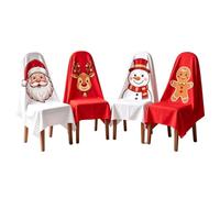 Keqaoe Fundas para respaldo de silla de Navidad, 4 unidades, | Fundas de asiento de comedor para salón, dormitorio, oficina, granja, terraza, jardín, fiesta, interior y exterior