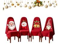 Keqaoe Fundas para respaldo de silla de Navidad, 4 unidades, | Fundas de asiento de comedor para salón, dormitorio, oficina, granja, terraza, jardín, fiesta, interior y exterior