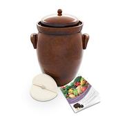 Kerazo Original Frasco de fermentación de cerámica con Tapa y Piedra (16,0 L) Chucrut, Recipiente de fermentación