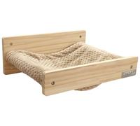 Kerbl Pet Hamaca de Pared Timber, Hamaca para Gatos, Natural/Topo, 38x33,5x16 cm, Madera, Felpa Suave, Gatos, Montaje en Pared