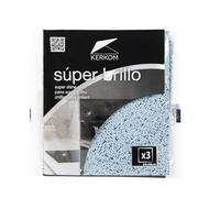 KERKOM Bayetas Super Brillo 34 x 40 cm - Pack 3 Unidades | Doble Textura Meltblown Ultrafin | Súper Absorbentes y Sin Pelusas | Especial para Cristales, Vitrocerámica y Metales