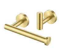 KES Juego de Accesorios de baño de 2 Piezas Soporte para Papel higiénico y Ganchos para Toallas para Batas SUS304 Latón Cepillado Redondo de Acero Inoxidable montado en la Pared, LA20BZDG-21