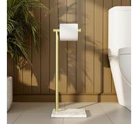 KES Portarollos Papel Higienico de Pie Portarrollos para Papel Higiénico Baño con Base Mármol Acero Inoxidable Oro Cepillado, BPH285S1-BZ