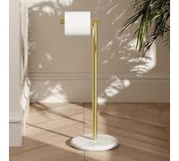 KES Portarollos Papel Higienico de Pie Portarrollos para Papel Higiénico Dorado con Base de Mármol Dispensador Papel Baño Acero Inoxidable, BPH284S1-BZ