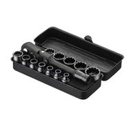 KESI Juego de llaves de vaso de herramientas de 13 piezas, trinquete de liberación rápida de 1/4 pulgadas, SAE/métrico, diseño de cabeza de bloqueo flexible, 12 piezas de ranura de perfil bajo Dr de 1