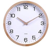 Kesin Reloj de Pared silencioso Redondo de Madera de 12 Pulgadas, Reloj de Pared de Madera Blanca, analógico, Digital, Funciona con Pilas, sin tictac, para Sala de Estar, Cocina, Dormitorio, Oficina,