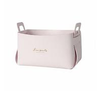 KESOTO Cesta de Almacenamiento para Coche Caja Organizadora Contenedor Bandeja Cubo de Cuero PU Impermeable y con Asas Dobles Plegable para Adecuada para , Rosa , S