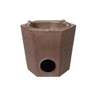 KESOTO Estufa Hierro Fundido Compacto | Acabado Marrón granulado, Hornillo Hexagonal con Relieve, Apertura Frontal para, Mesa, apasionados por Té, Estilo B
