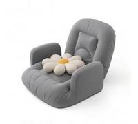 KESOTO Sofá Cama Plegable Asiendo Ergonómico Bajo con Respaldo Acolchado Elevable y Apoyabrazos Robustos Funda Lavable y Cojín Extra de Diseño Floral, 50 47 55cm, Gris