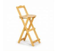KESOTO Taburete Plegable de Barra Taburete de Cocina Silla Alta Asiento con Respaldo Taburete de Encimera de Bambú Portátil Estable y Fácil de Mover Adecuado, Mediano 84CM, Color Original