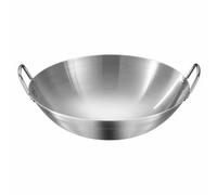 KESOTO Wok Acero Inoxidable, 36 Cm | Sin Revestimiento, Wok con Dos Asas, Resistente, para Restaurantes