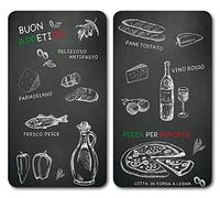 Kesper 36538 13 Multi - Tabla de Cortar de Cristal, Empeine Orante Multi, Negro, 52 x 30 x 0.8 cm, 2 Unidades