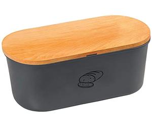 Kesper, 85093 - Panera con tabla de cortar, caja de melamina, tabla de cortar madera de haya, caja 33,5 x 18 x 14 cm, tabla de 34 x 18 cm