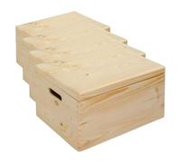 Kesper Caja de Almacenamiento con Tapa abatible, 29 x 19 x 13,5 cm, Madera de Pino con Certificado FSC, apilable, Natural, 69401, Madera, marrón, tamaño único (Paquete de 4)