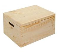 Kesper Caja de Almacenamiento con Tapa abatible, 29 x 19 x 13,5 cm, Madera de Pino con Certificado FSC, apilable, Natural, 69401, Madera, marrón, tamaño único