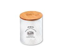Kesper Caja de Almacenamiento de Metal con Tapa de bambú, Estilo campestre, diámetro 17,3 x 18 cm, Redonda