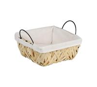 Kesper Cesta de pan y frutas rectangular con inserto de tela, malla de madera, con asas, dimensiones: 23 x 20 x 10 cm, cesta para servir para el hogar y la restauración, 19642