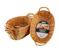 Kesper Cesta para pan y frutas, 5 unidades, material: plástico trenzado, dimensiones: 29 x 18 cm/altura del mango: 13 cm, color: marrón |1783615