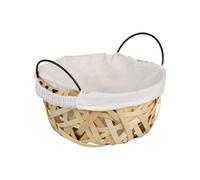 KESPER Cesta redonda para pan y frutas con inserto de tela, mimbre de madera, con asas, dimensiones: 20 x 22 x 14 cm, cesta de servir para el hogar y catering, 19640