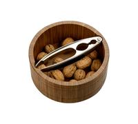 Kesper | Cuenco para nueces con cascanueces, material: bambú, acero inoxidable, tamaño: Ø 17 cm/altura: 7 cm, grosor: 11 mm, color: marrón, plata | 59822