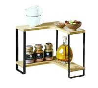 Kesper Estantería esquinera de cocina 2 niveles – Tablero fibra y metal, 30×28×30 cm, natural/negro