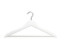 KESPER | Juego de 12 Perchas de Madera de eucalipto lacada en Blanco, con Barra Antideslizante para Pantalones y Muescas para Faldas, Ancho 44,5 cm, Grosor 1,2 cm | 47148