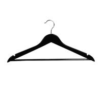 KESPER Juego de 12 Perchas de Madera de eucalipto lacada en Negro, con Barra Antideslizante para Pantalones y Muescas para Faldas, 44,5 cm, 47156