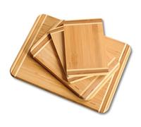 KESPER Juego de 4 tablas de cortar, material: bambú, tamaño: 38 x 28,5 x 1,6 cm, color: marrón | 58129