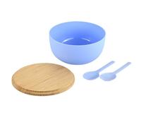 Kesper - Juego de ensaladeras, incluye cubiertos para ensalada, material: plástico (PP), bambú, tamaño: D 24 x H 13 cm, color: azul, marrón - 58472
