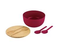 Kesper - Juego de ensaladeras, incluye cubiertos para ensalada, material: plástico (PP), bambú, tamaño: D 24 x H 13 cm, color: rojo, marrón - 58473