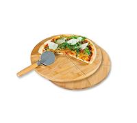 Kesper Juego de platos para pizza con cortador de pizza, bambú, dimensiones: diámetro 32 cm, grosor: 1 cm, 58465