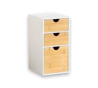 KESPER | Organizador con 3 cajones, material: madera aglomerada y bambú con certificado FSC®, tamaño: 14 x 16 x 27 cm, color: blanco, natural | 58964
